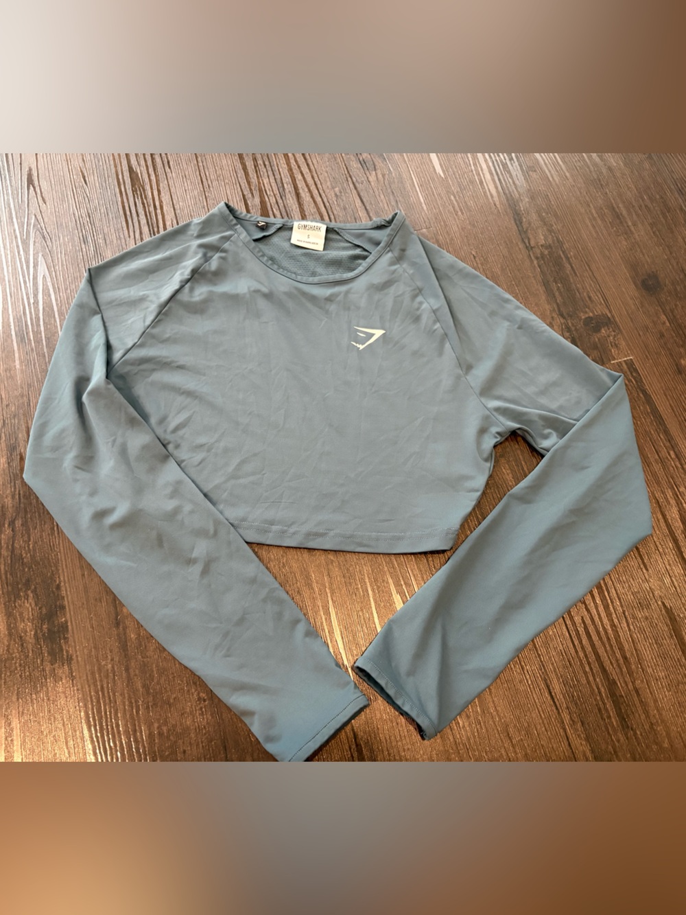 Gymshark Slate Blue Long Sleeve Cropped Performance Top